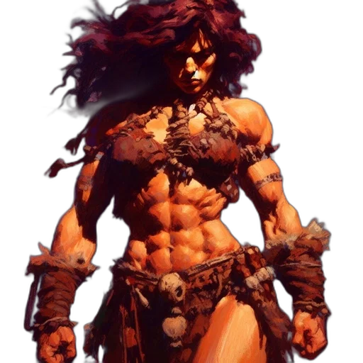 concept art, fantasy art, comic book art, pixel art, earth tones, red, intense, female transparent PNG cut-out