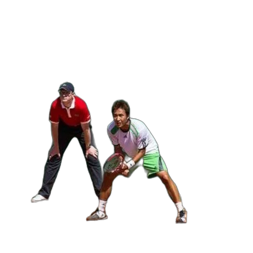 staff, tennis, player, white, shirt, green, shorts, prepares transparent PNG cut-out