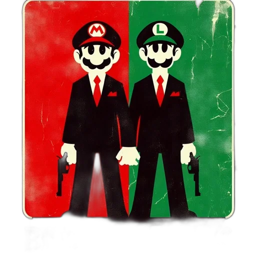 concept art, pixel art, 3d render, comic book art, red, monochrome, two, mario transparent PNG cut-out