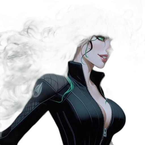 comic book art, concept art, fantasy art, cyberpunk, green, illustrated, portrait, featuring transparent PNG cut-out