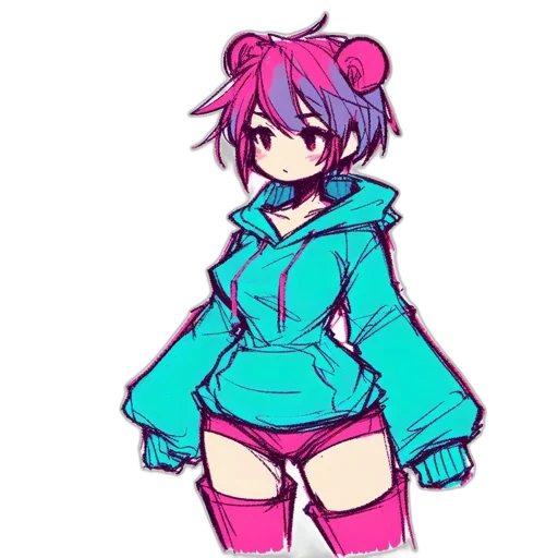 jacket, creature, staff, pixel art, vaporwave, concept art, anime, neon lights transparent PNG cut-out