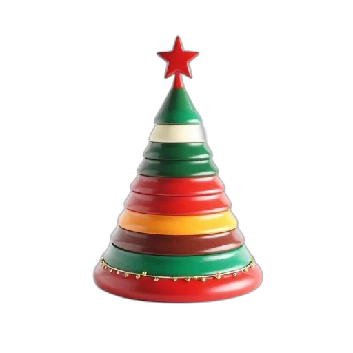 hat, tree, crown, staff, 3d render, photorealistic, colorful, striped transparent PNG cut-out