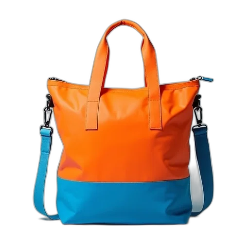 neon, colorful, blue, orange, water, transport, bag, handles transparent PNG cut-out