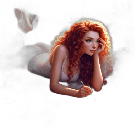 hair, creature, dress, fantasy art, photorealistic, concept art, pixel art, fire transparent PNG cut-out