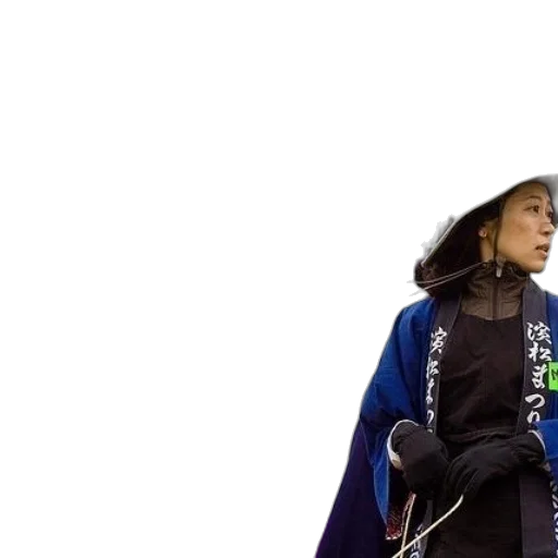 jacket, staff, outer space, woman, blue, hat, stands, front transparent PNG cut-out