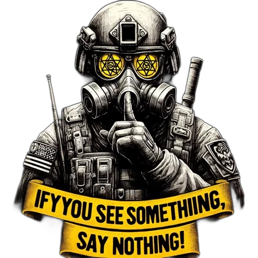 mask, cyberpunk, comic book art, tactical, character, shushing, gesture, wearing transparent PNG cut-out