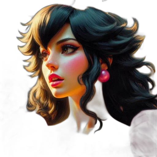 face, photorealistic, fantasy art, concept art, comic book art, colorful, pastel, golden transparent PNG cut-out