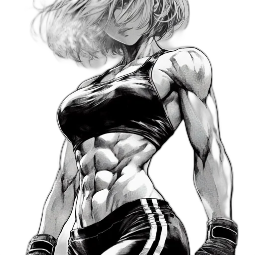 comic book art, concept art, cartoon, pencil sketch, muscular, female, character, sports transparent PNG cut-out