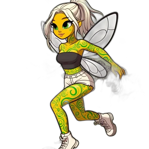 pixel art, concept art, fantasy art, cartoon, fairy-like, character, green, patterns transparent PNG cut-out