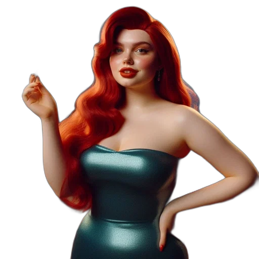 dress, concept art, 3d render, fantasy art, cartoon, underwater, woman, red transparent PNG cut-out