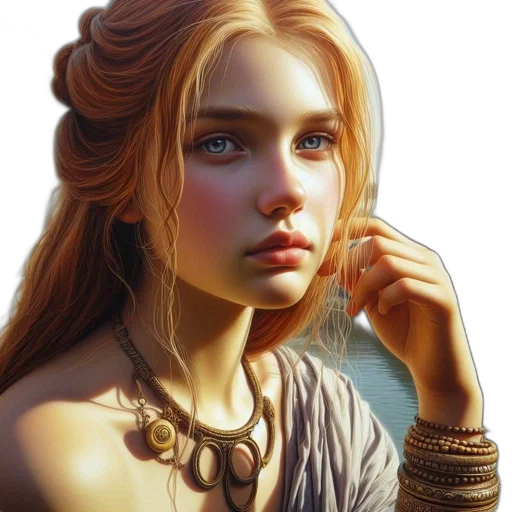 jewelry, face, dress, crown, fantasy art, photorealistic, concept art, oil painting transparent PNG cut-out