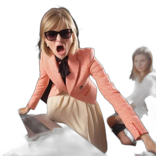 jacket, staff, 3d render, office, setting, woman, orange, blazer transparent PNG cut-out
