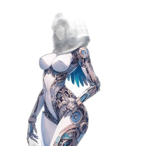robot, dress, mask, jewelry, concept art, fantasy art, comic book art, cyberpunk transparent PNG cut-out