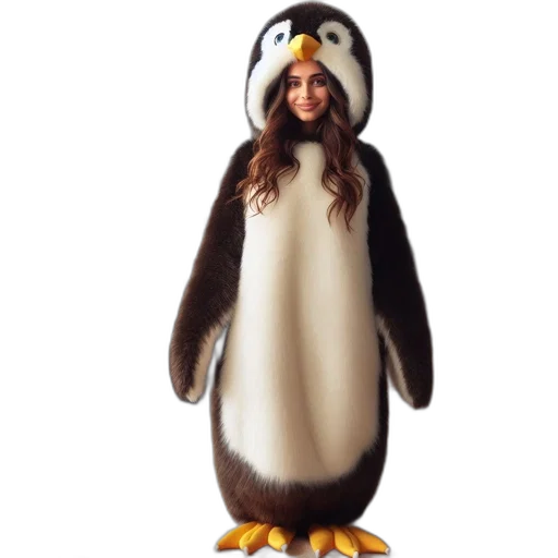 animal, creature, concept art, 3d render, woman, penguin, costume, poses transparent PNG cut-out