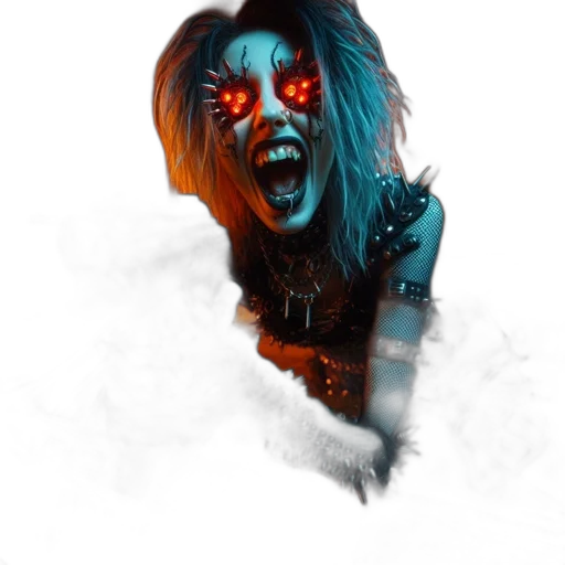 creature, face, mask, concept art, fantasy art, comic book art, cyberpunk, neon lights transparent PNG cut-out