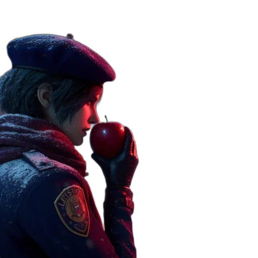 jacket, weapon, hat, face, concept art, photorealistic, cyberpunk, 3d render transparent PNG cut-out