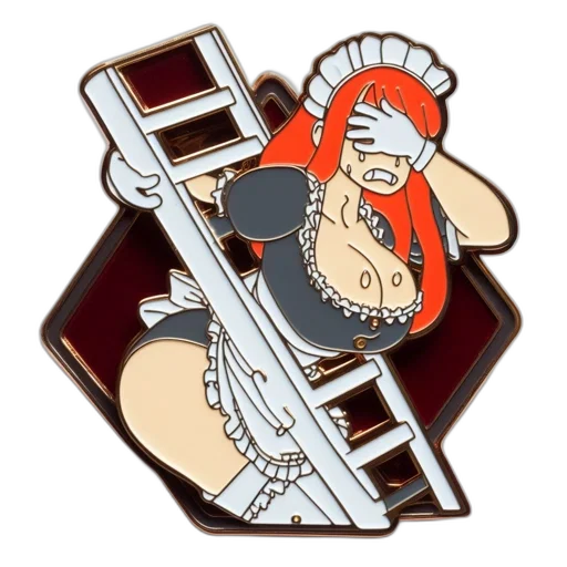 jewelry, staff, animated, maid, character, donning, black, white transparent PNG cut-out