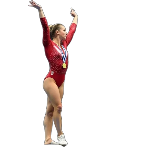 hair, jewelry, woman, gymnastics, beam, celebrates, her, gold transparent PNG cut-out
