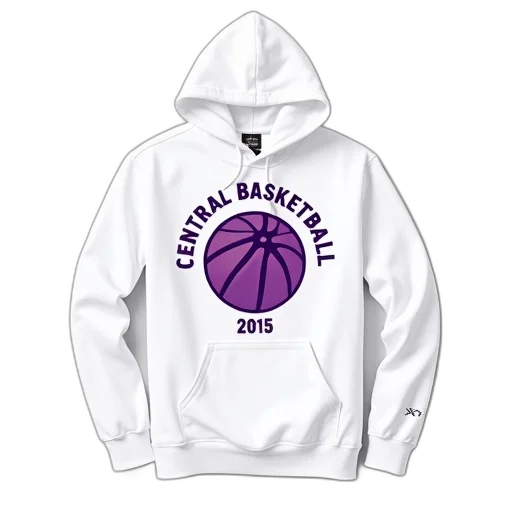 white, hoodie, purple, basketball, graphic, text, central, 2015 transparent PNG cut-out