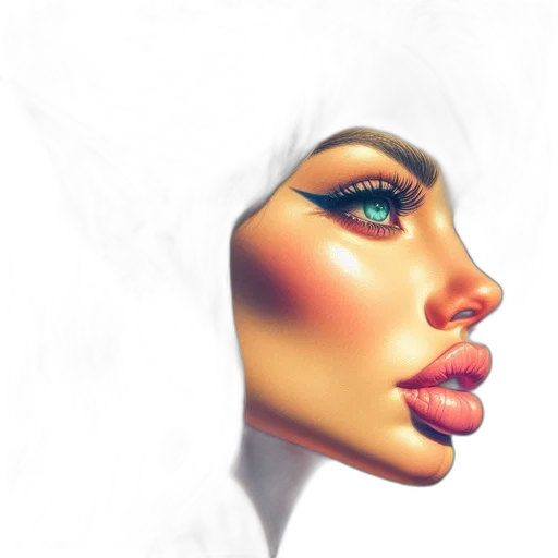face, mask, hair, photorealistic, fantasy art, 3d render, concept art, pastel transparent PNG cut-out