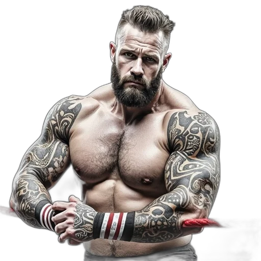 animal, photorealistic, detailed, ink, drawing, male, wrestler, focused transparent PNG cut-out