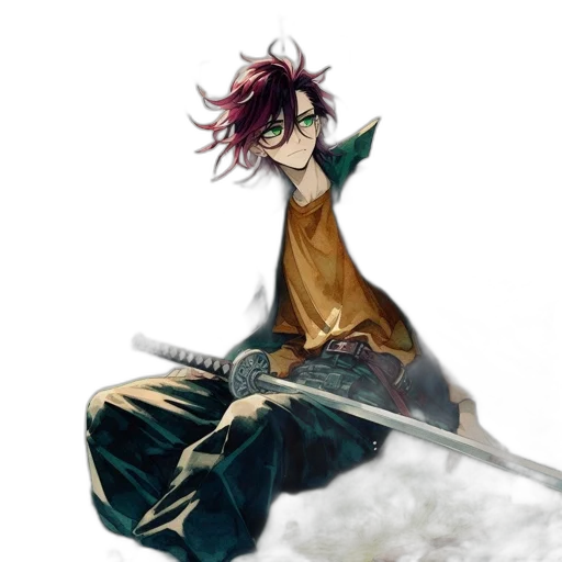 sword, staff, weapon, concept art, fantasy art, anime, watercolor, green transparent PNG cut-out