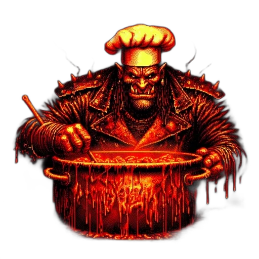 food, staff, concept art, pixel art, fantasy art, comic book art, red, pixelated transparent PNG cut-out