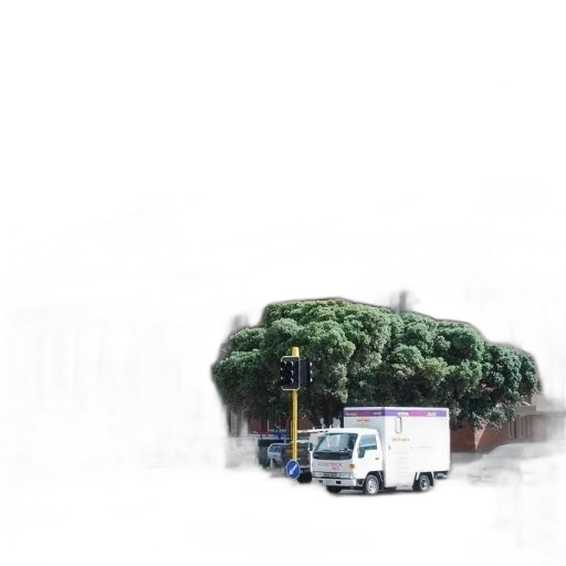 tree, car, staff, building, photorealistic, concept art, 3d render, pixel art transparent PNG cut-out