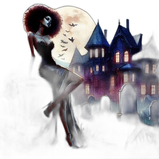 concept art, fantasy art, watercolor, comic book art, night, fog, snow, city street transparent PNG cut-out