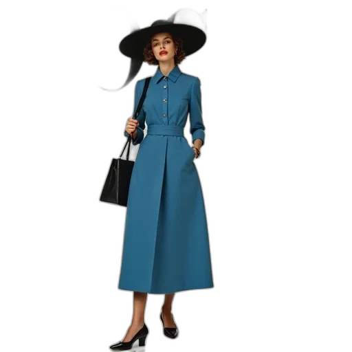 dress, hat, staff, concept art, 3d render, photorealistic, blue, vintage transparent PNG cut-out