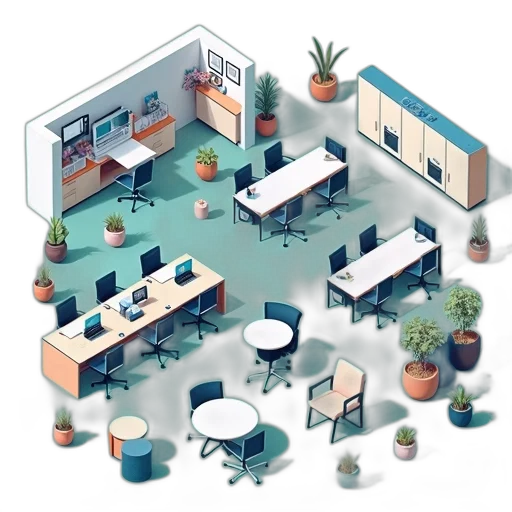 furniture, 3d render, concept art, pixel art, stylized, illustration, modern, office transparent PNG cut-out
