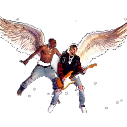 concept art, pixel art, watercolor, comic book art, two, men, one, guitar transparent PNG cut-out