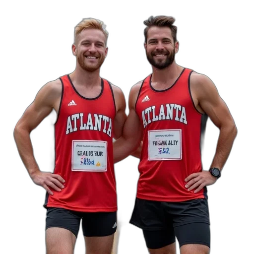 two, men, dressed, runners transparent PNG cut-out