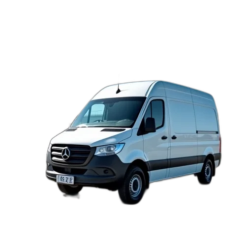 car, 3d render, white, van, parked, parking, lot, clear transparent PNG cut-out