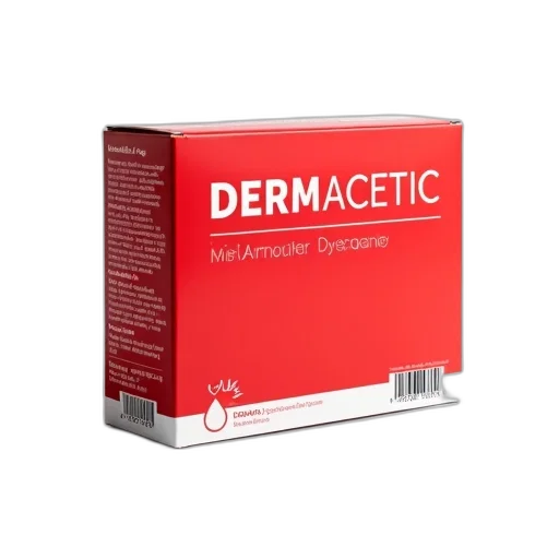 red, box, word, dermacetic, white, letters, top, derma transparent PNG cut-out