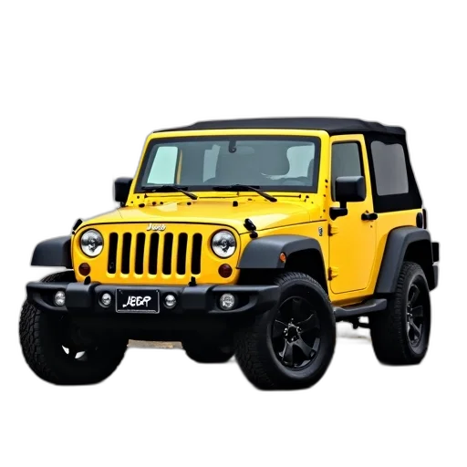 car, animal, 3d render, photorealistic, yellow, jeep, black, roof transparent PNG cut-out