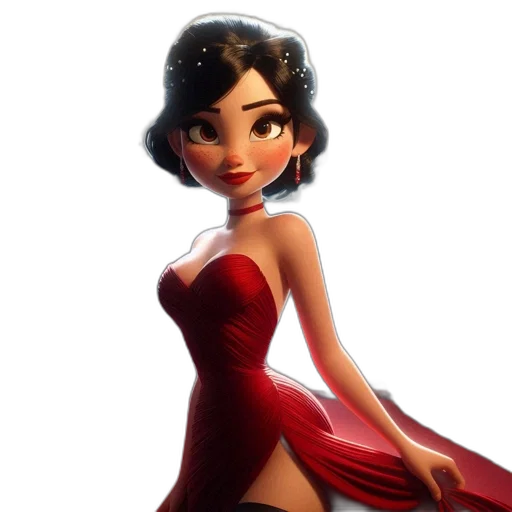 dress, crown, 3d render, concept art, cartoon, fantasy art, animated, female transparent PNG cut-out