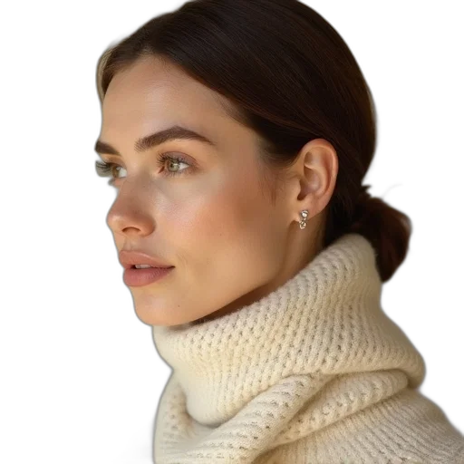 jewelry, jacket, face, staff, photorealistic, earth tones, golden, woman transparent PNG cut-out