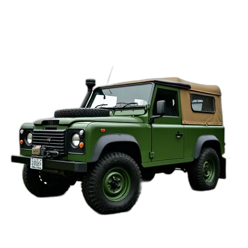car, 3d render, photorealistic, concept art, green, rugged, land, rover transparent PNG cut-out