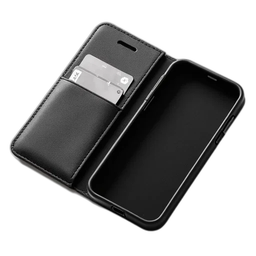 black, smartphone, case, textured, surface, card, slot, left transparent PNG cut-out