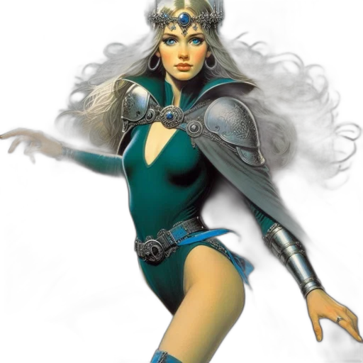 fantasy art, concept art, comic book art, 3d render, blue, ethereal, portrait, features transparent PNG cut-out