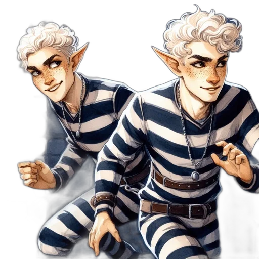 concept art, fantasy art, watercolor, comic book art, monochrome, two, identical, characters transparent PNG cut-out