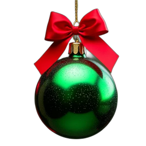 jewelry, 3d render, photorealistic, shiny, green, red, christmas, ornament transparent PNG cut-out