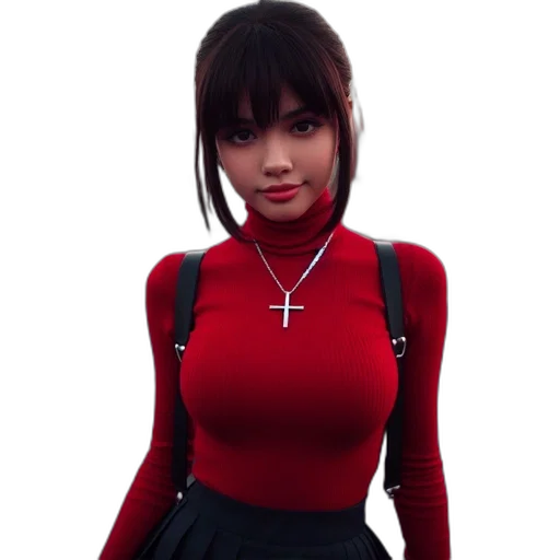 dress, jewelry, jacket, face, 3d render, photorealistic, anime, pixel art transparent PNG cut-out