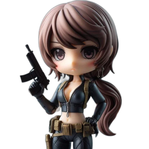weapon, concept art, cartoon, 3d render, anime, female, action, figure transparent PNG cut-out