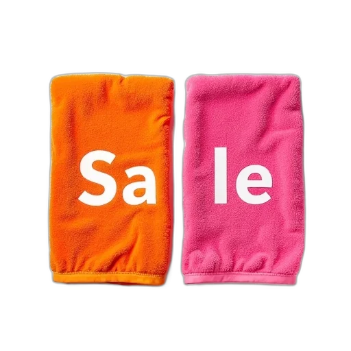 jacket, neon, two, colorful, towels, word, sale, placed transparent PNG cut-out