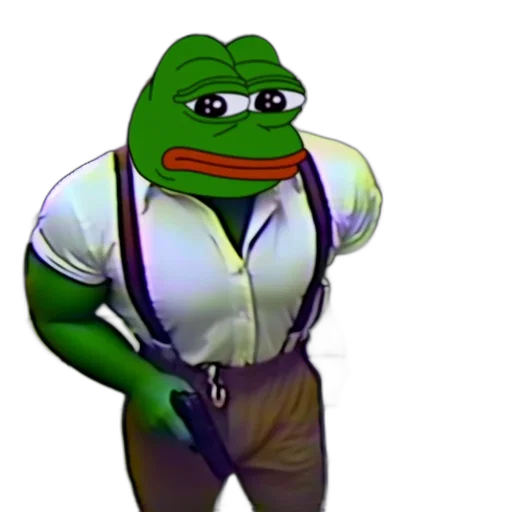 staff, creature, animal, anthropomorphic, amphibian, wears, shirt, suspenders transparent PNG cut-out