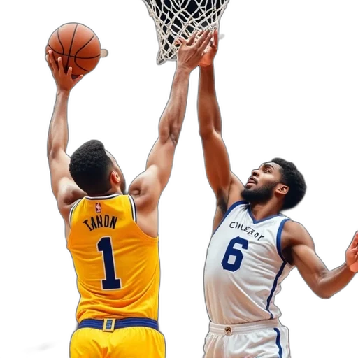 basketball, player, yellow, jersey, number, leaping, towards, basket transparent PNG cut-out