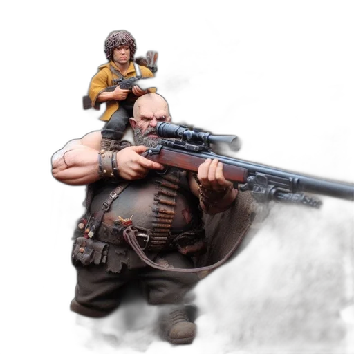 weapon, concept art, photorealistic, 3d render, fantasy art, two, action, figures transparent PNG cut-out
