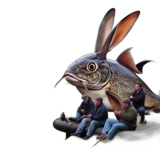animal, creature, weapon, concept art, photorealistic, 3d render, underwater, fish-rabbit transparent PNG cut-out